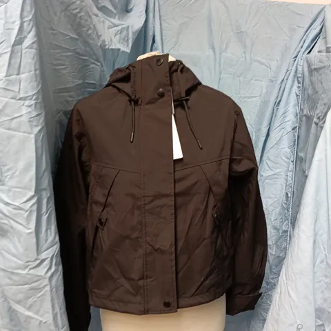 BERSHKA HOODED JACKET – BROWN WINDBREAKER, EU XS (UK 6–8)