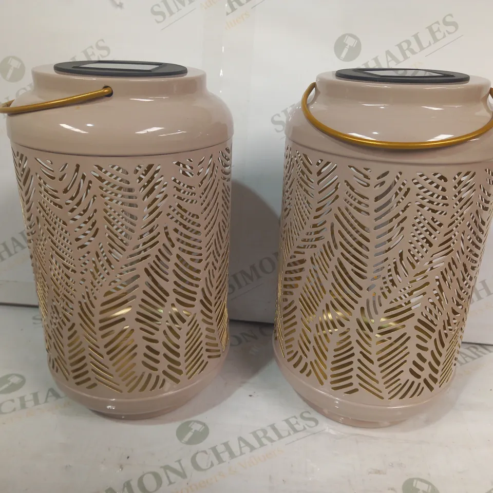 GARDEN REFLECTIONS SET OF 2 PATTERNED SOLAR LANTERNS