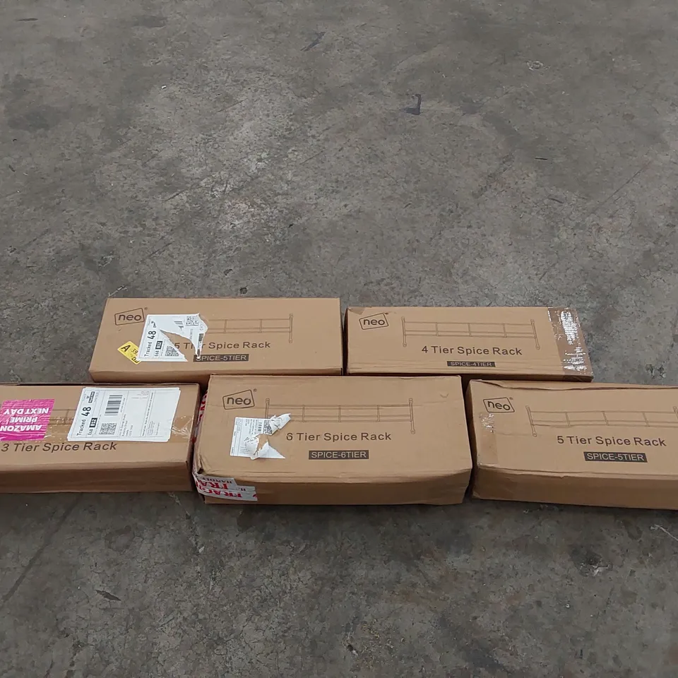 SET OF APPROXIMATELY 5x BOXED ASSORTED NEO SPICE RACKS (1 ITEM)