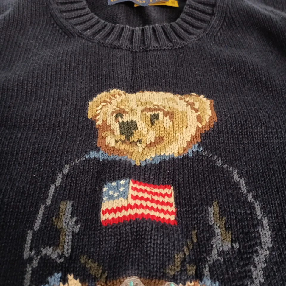 POLO RALPH LAUREN BLUE KNITTED JUMPER CHILDRENS LARGE
