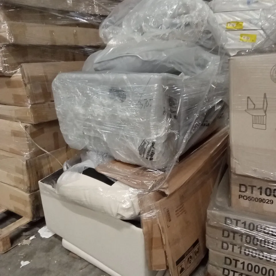 PALLET OF ASSORTED DESIGNER SOFAS AND SOFA PARTS AND PIECES 