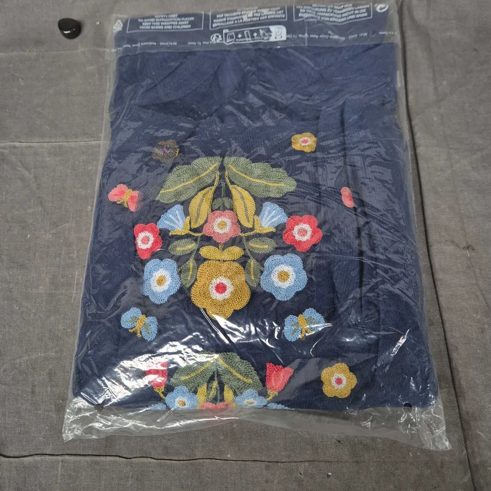 Mini Boden Navy Floral Embroidered Dress, UK 2-3Y (98cm)