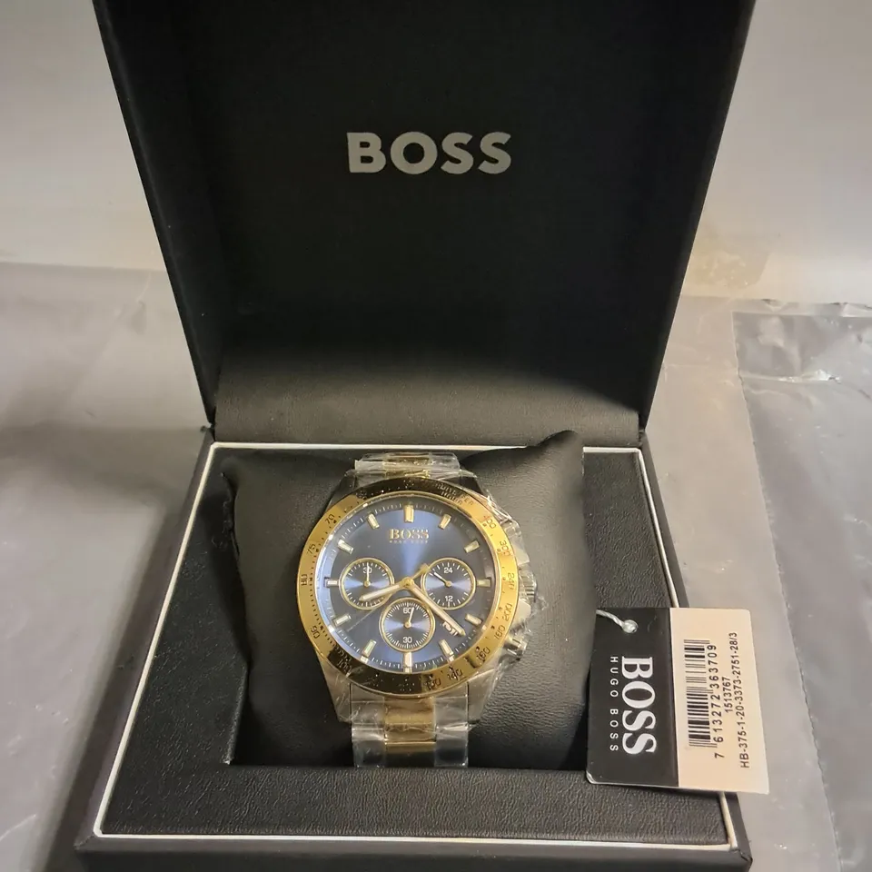 HUGO BOSS ALL STAINLESS STEEL CHRONOGRAPH WATCH WITH BLUE FACE