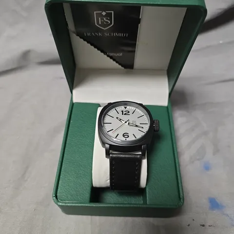 MENS FRANK SCHMIDT WATCH – BLACK – STAINLESS STEEL BACKCASE – 3ATM WATER RESISTANT – GIFT BOX