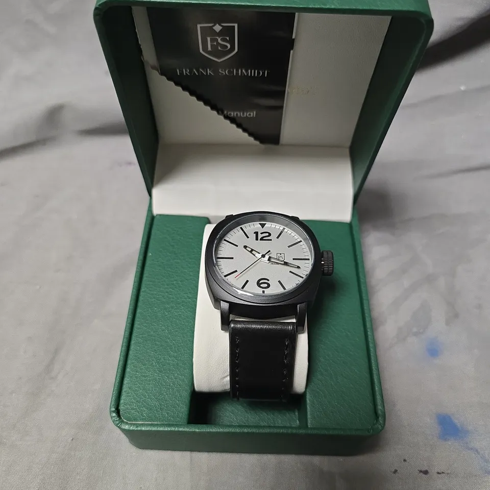 MENS FRANK SCHMIDT WATCH – BLACK – STAINLESS STEEL BACKCASE – 3ATM WATER RESISTANT – GIFT BOX