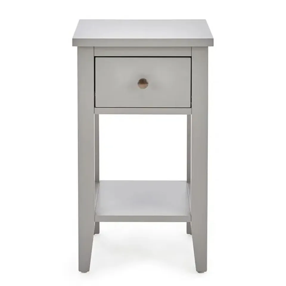 BOXED LYNTON 1 DRAWER SMALL BEDSIDE TABLE - GREY (1 BOX)