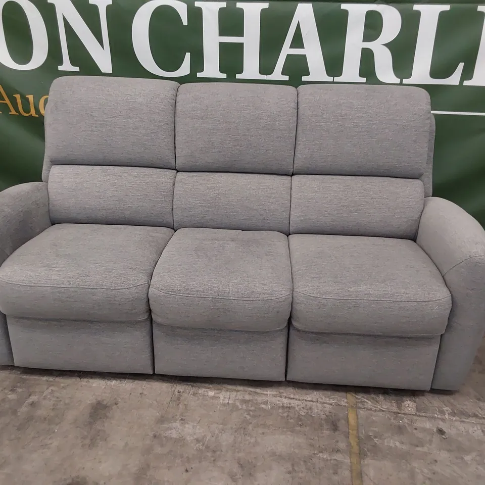 QUALITY BRITISH DESIGNER G PLAN THREE SEATER SOFA GREY FABRIC 