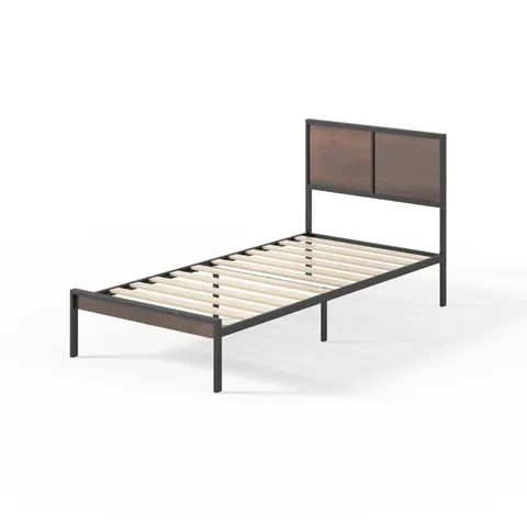 BOXED SLOVAN WOOD AND METAL PLATFORM BED FRAME WITH SPLIT HEADBOARD - SIZE UNSPECIFIED 