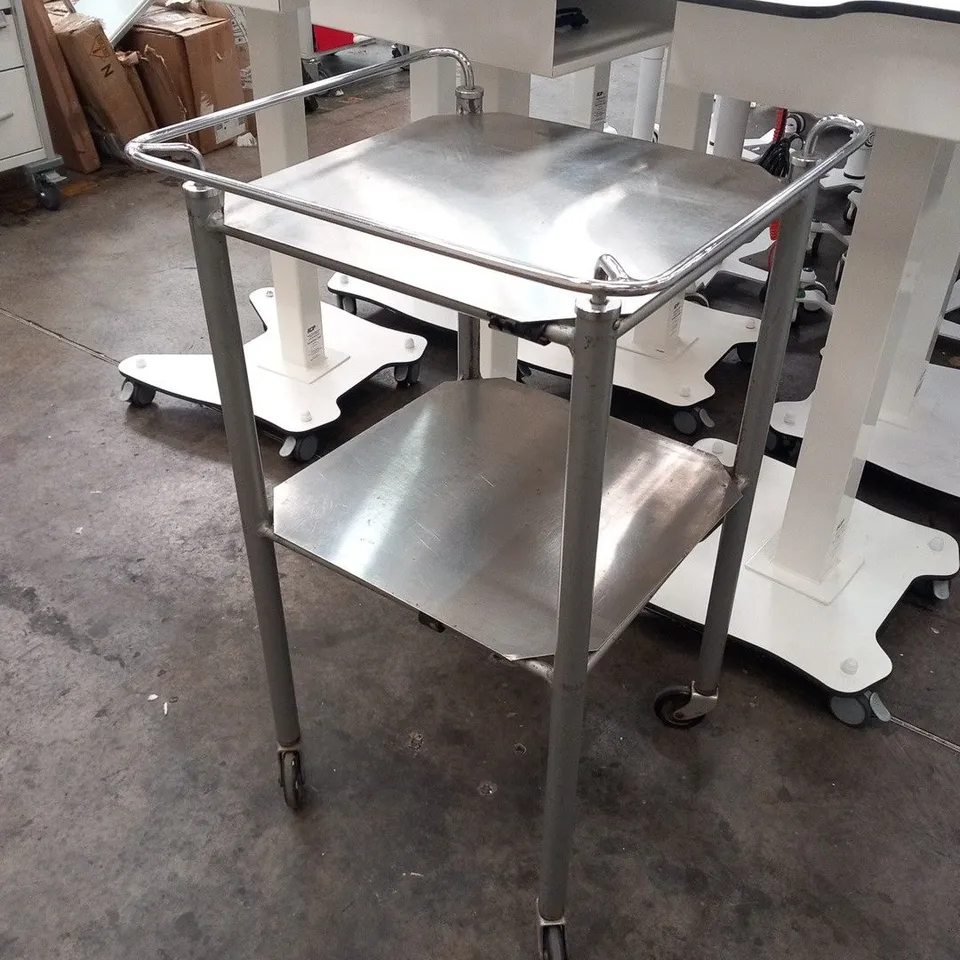 TWO TIER STAINLESS STEEL IMPLEMENT TROLLEY