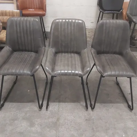 SET OF 3x BROOKLYN LEATHER DINING CHAIRS