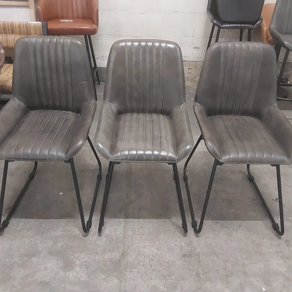 SET OF 3x BROOKLYN LEATHER DINING CHAIRS