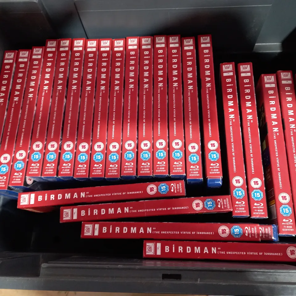 LOT OF APPROXIMATELY 25 SEALED BIRDMAN (THE UNEXPECTED VIRTUE OF IGNORANCE) BLU-RAY DISCS