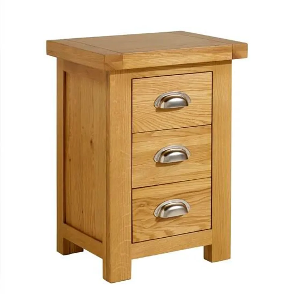 BOXED SOPHIE SMALL 3 DRAWER OAK BEDSIDE