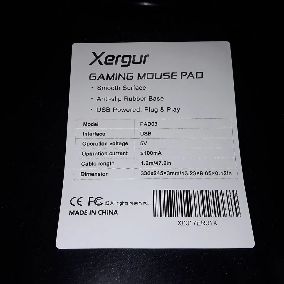 LOT OT 7 XERGUR RGB GAMING MOUSE PADS