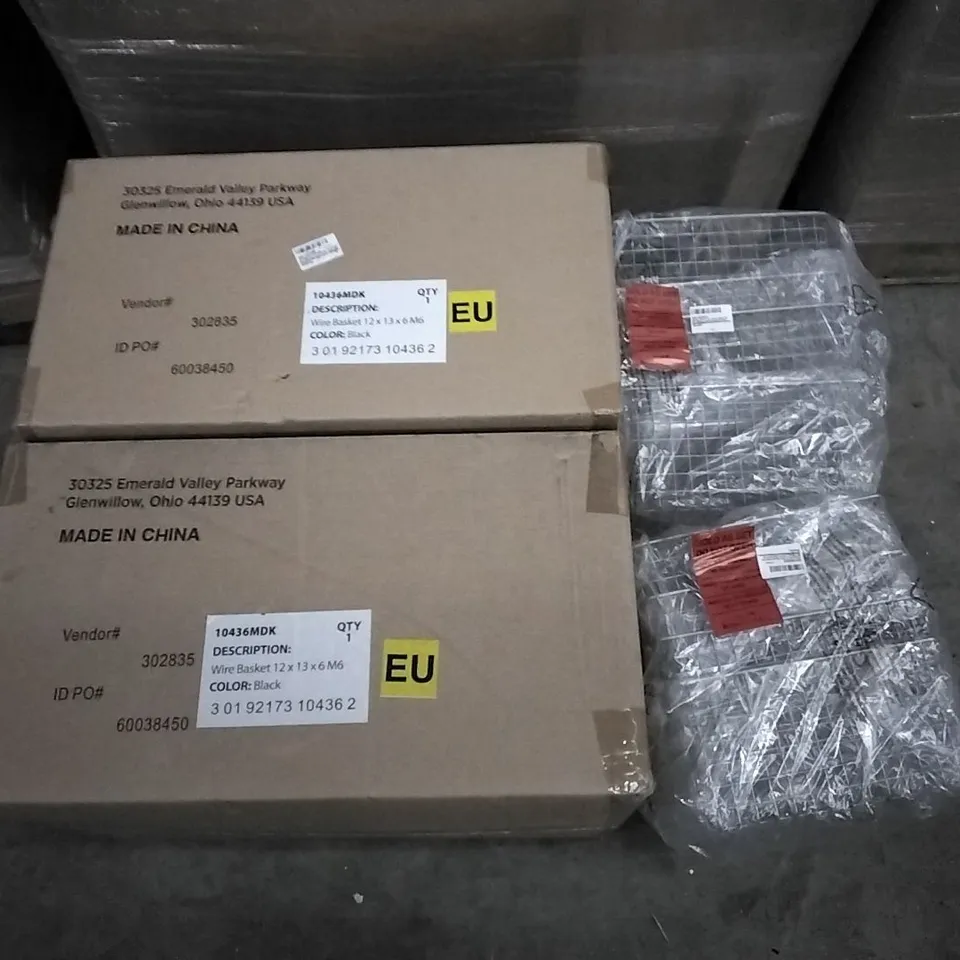 PALLET OF ASSORTED ITEMS INCLUDING M DESIGN WIRE BASKETS, M DESIGN WIRE STORAGE BASKETS, GLOBAL WALKABOUT SCRATCH MAP, M DESIGN COAT HOOKS, BIRTHDAY GIFT BAG