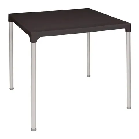 BOXED SQUARE TABLE WITH ALUMINIUM LEGS BLACK 750MM