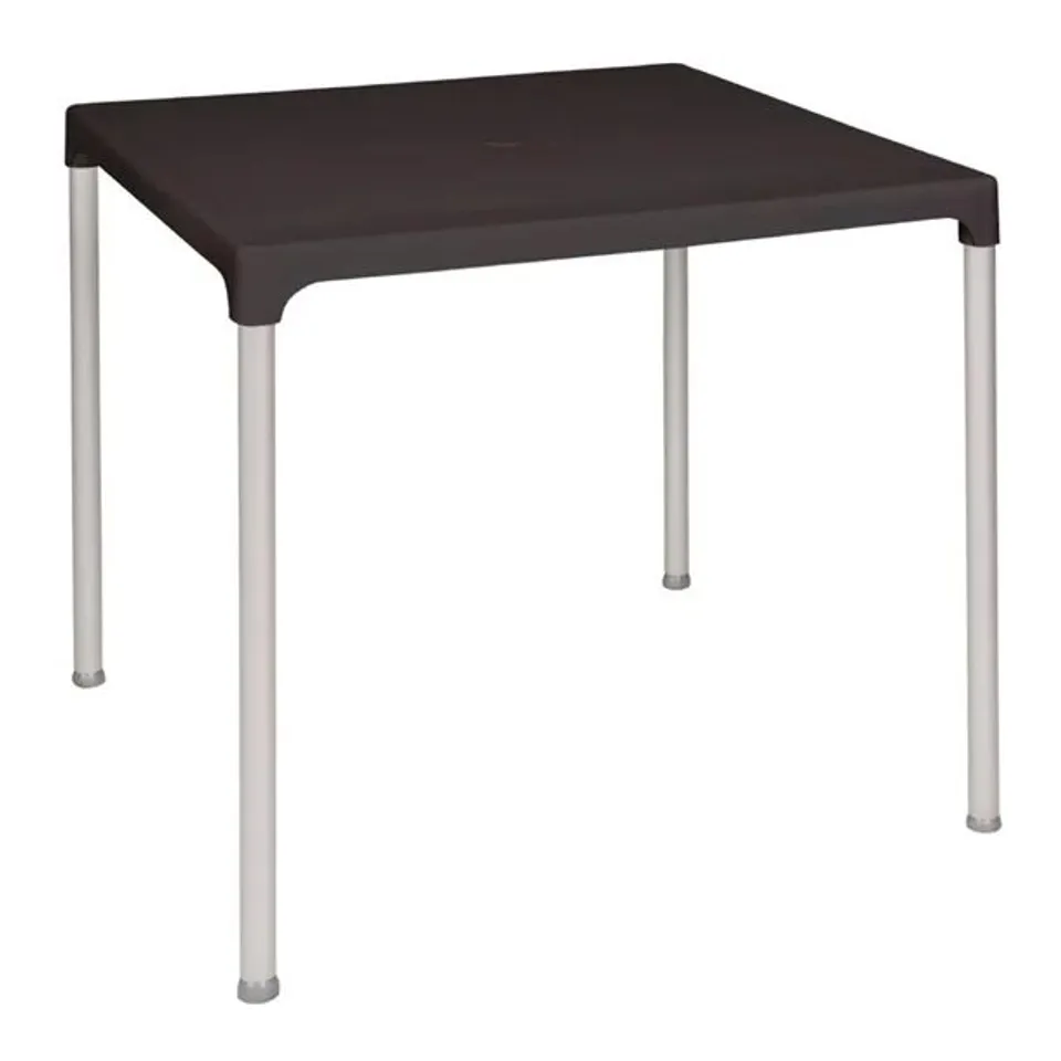 BOXED SQUARE TABLE WITH ALUMINIUM LEGS BLACK 750MM
