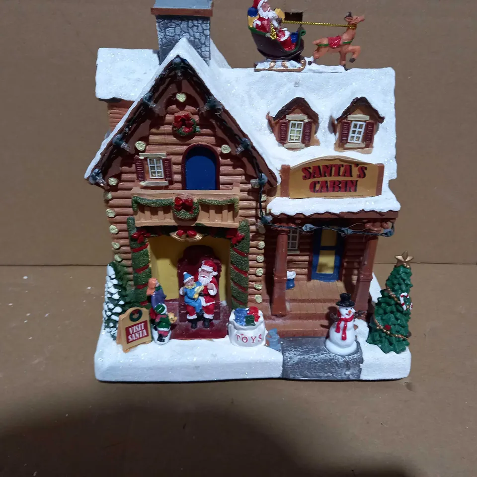 FESTIVE ANIMATED CHRISTMAS SCENE - SANTAS CABIN