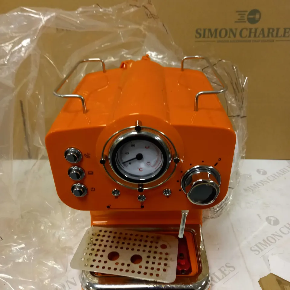 SWAN RETRO PUMP ESPRESSO COFFEE MACHINE - ORANGE