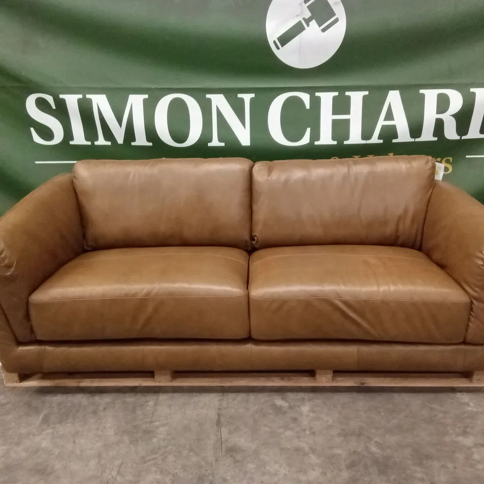 MORENA 3 SEATER LEATHER SOFA - TAN