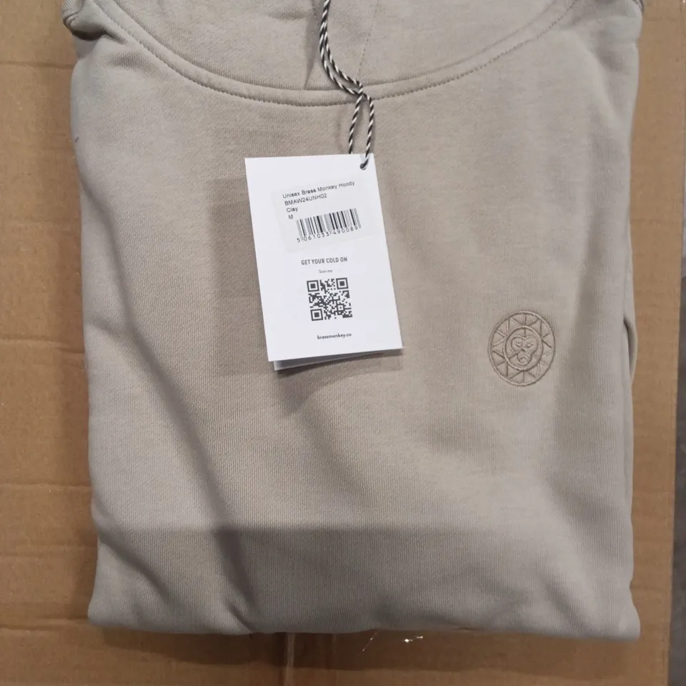 BRAND NEW BOX OF BRASS MONKEY HOODIES - CLAY SIZE MEDIUM APPROXIMATELY 7 