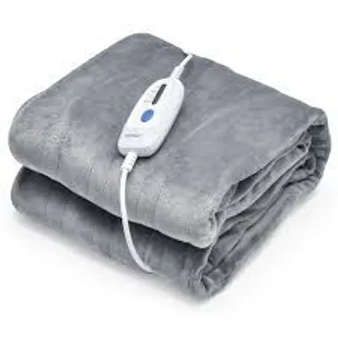 COSTWAY ELECTRIC HEATED THROW BLANKET, SOFT FLANNEL ELECTRIC OVER BLANKET WITH 4 HEAT LEVELS, 8-HOUR AUTO-OFF TIMER AND OVERHEAT PROTECTION, MACHINE WASHABLE BLANKET HEATING THROW