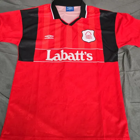 NOTTINGHAM FOREST FC UMBRO FOOTBALL SHIRT – RED, LABATT'S SPONSOR, UK XL