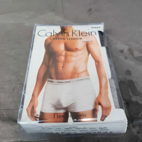 CALVIN KLEIN COTTON STRETCH 3 LOW RISE TRUNKS – MEN’S UNDERWEAR, SIZE L, 3 PACK