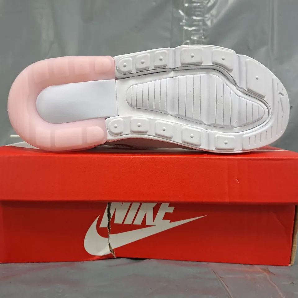 BOXED PAIR OF NIKE AIR MAX 270 KID'S SHOES IN WHITE/PINK SIZE UK 1