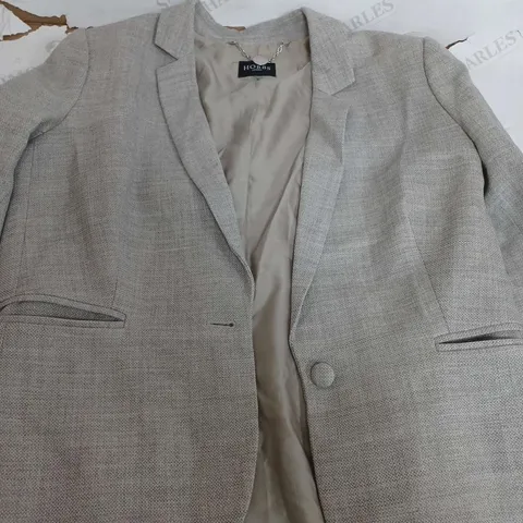 HOBBS LIGHT GREY TWILL BLAZER - SIZE 14
