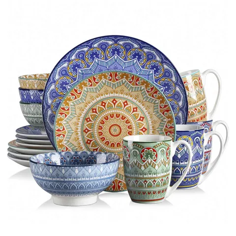 BOXED MANDALA 16 PIECE DINNERWARE SET