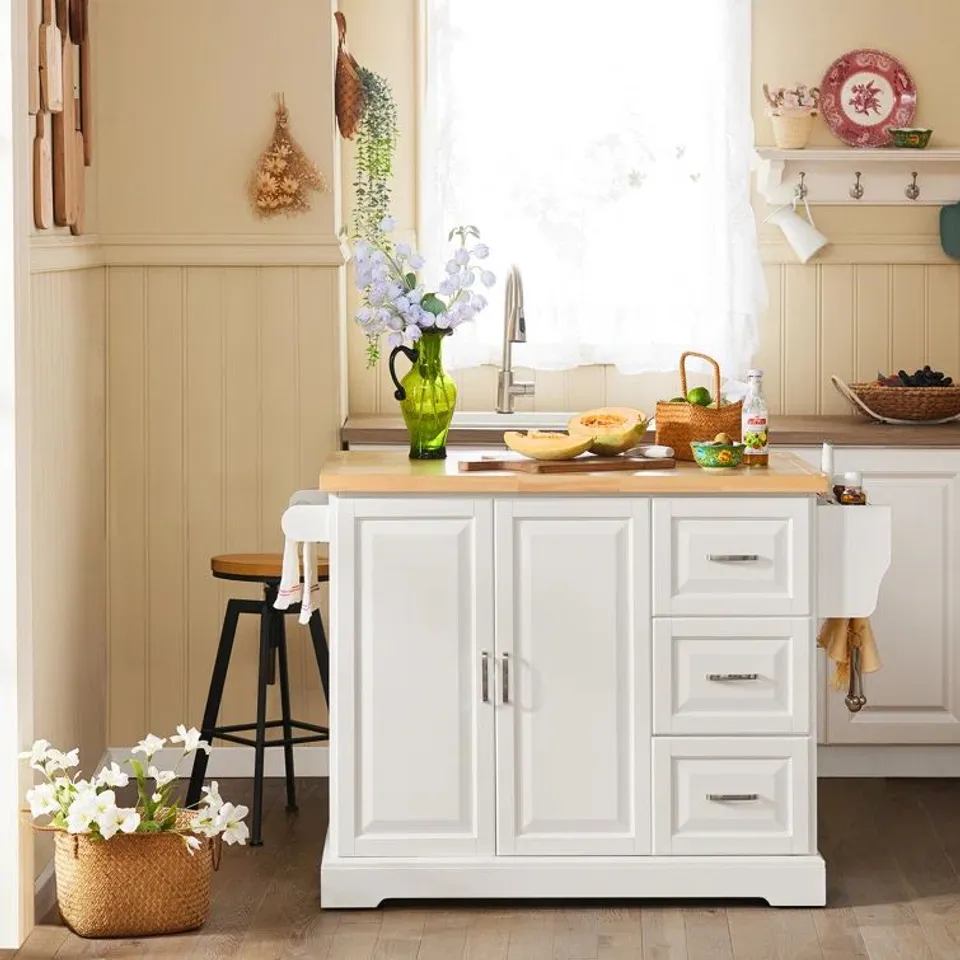 BOXED NORMA KITCHEN ISLAND WHITE/NATURAL 