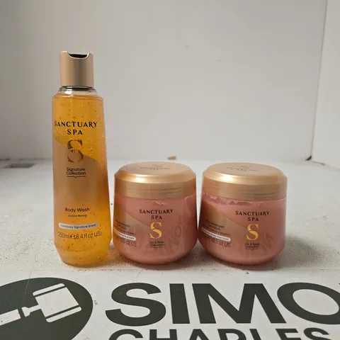SANCTUARY SPA SIGNATURE COLLECTION BODY WASH & SCRUB SET – SET OF 3