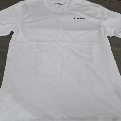 COLUMBIA PLAIN LOGO T-SHIRT, WHITE - UK SIZE S