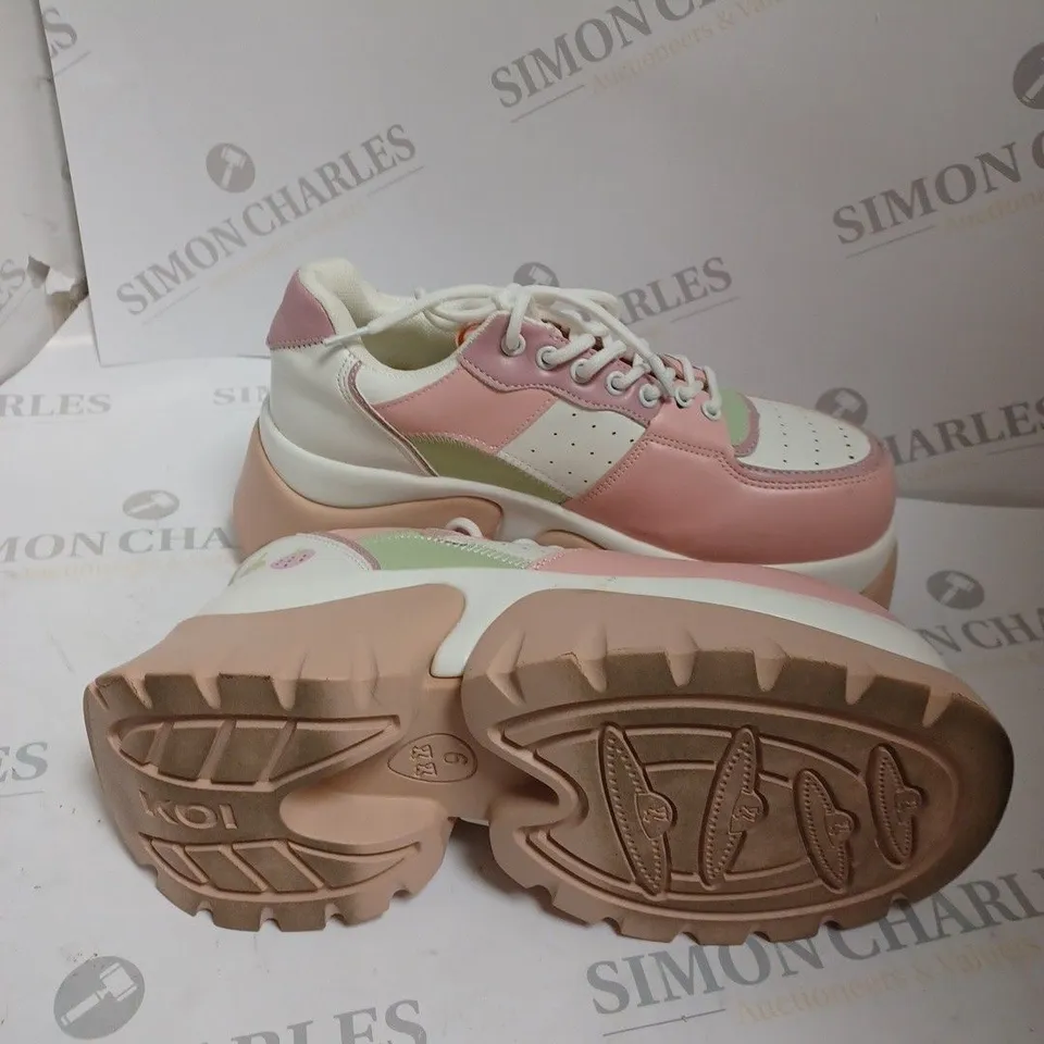 KOI FOOTWEAR PINK STRAWBERRY PLATFORM TRAINERS