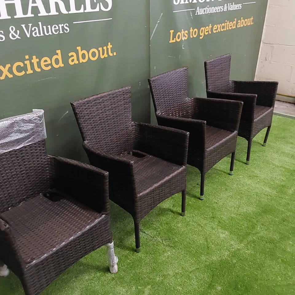 SET OF 4 CHOCOLATE MIX RATTAN CHAIRS 