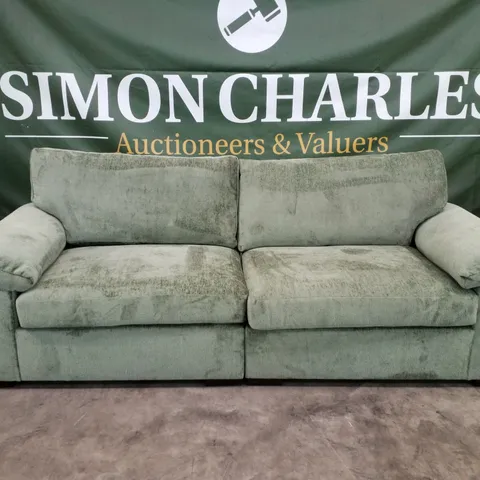 QUALITY DESIGNER SALERNO STANDARD 4 SEATER SOFA - OLIVE GREEN FABRIC