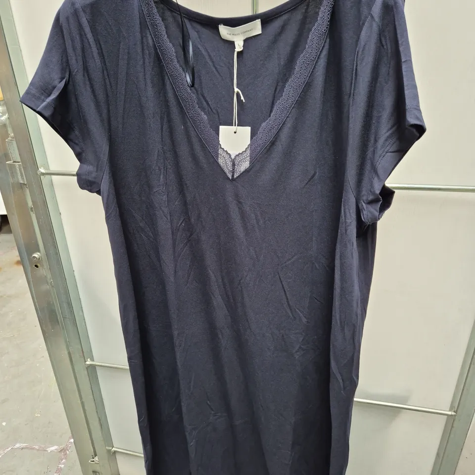 THE WHITE COMPANY NAVY NIGHTDRESS WITH LACE TRIM – SIZE L (LARGE)