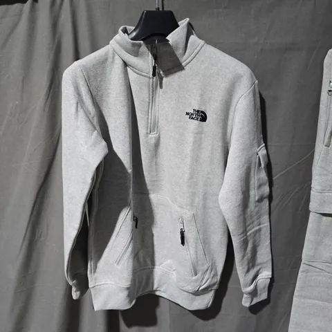 THE NORTH FACE FLEECE HOODIE + JOGGERS – GREY – HALF-ZIP – UK SMALL