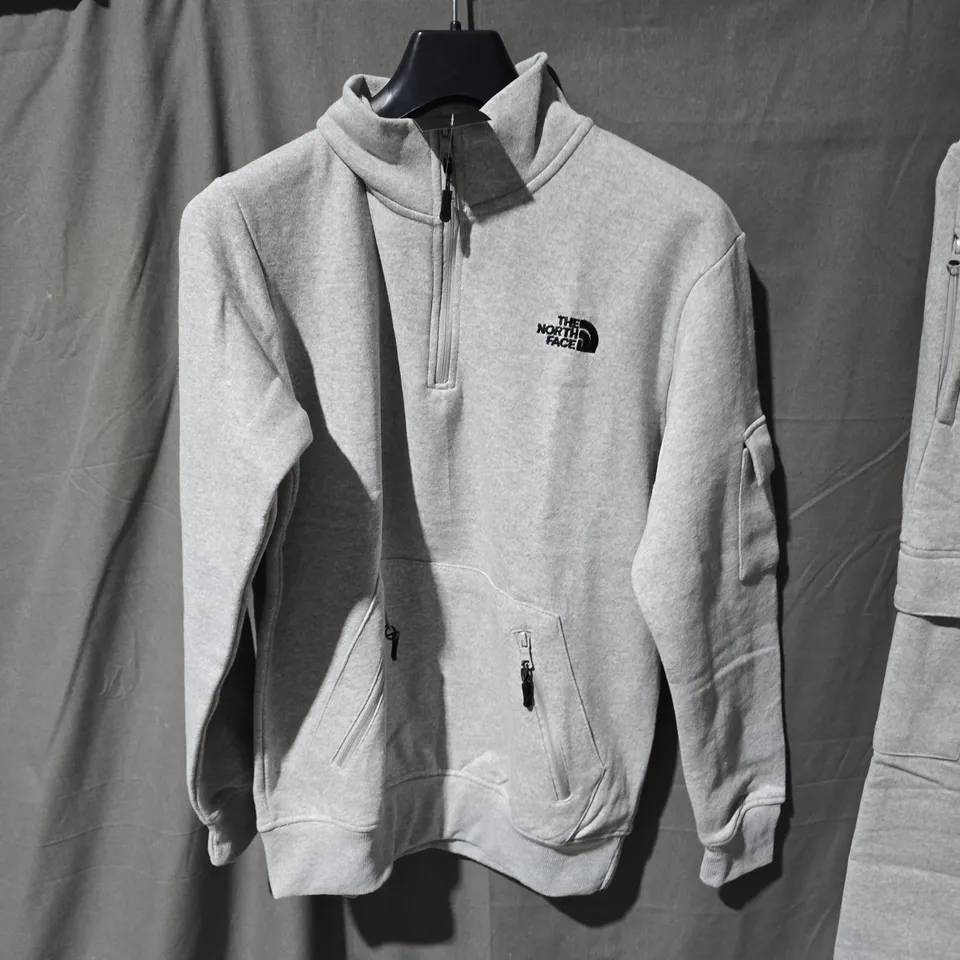 THE NORTH FACE FLEECE HOODIE + JOGGERS – GREY – HALF-ZIP – UK SMALL