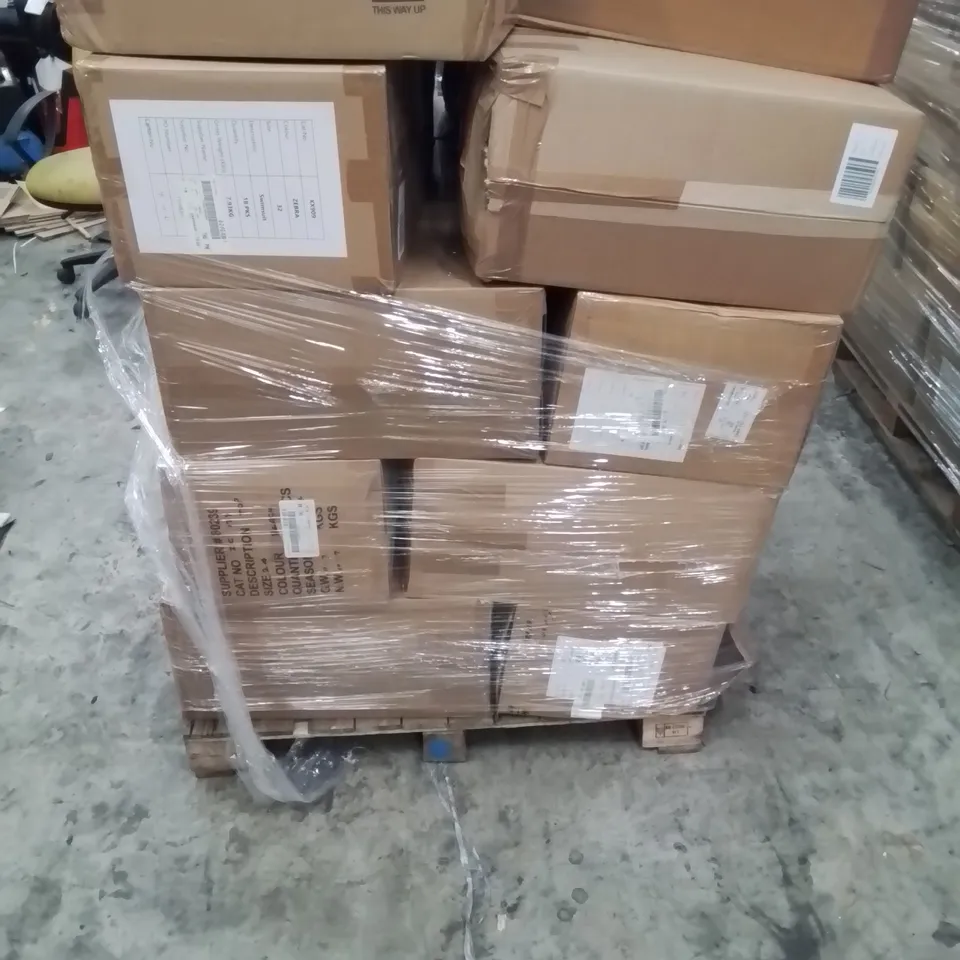 PALLET OF BRAND NEW WOMENS QUALITY DESIGNER CLOTHES APPROXIMATELY 120 TO INCLUDE; DRESSES WITH THROW OVER, TOPS, LONG SLEEVE DRESSES, ETC