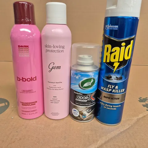 APPROXIMATELY 15 ASSORTED AEROSOLS TO INCLUDE FLY KILLER , ODOR-X AND DRY SPRAY
