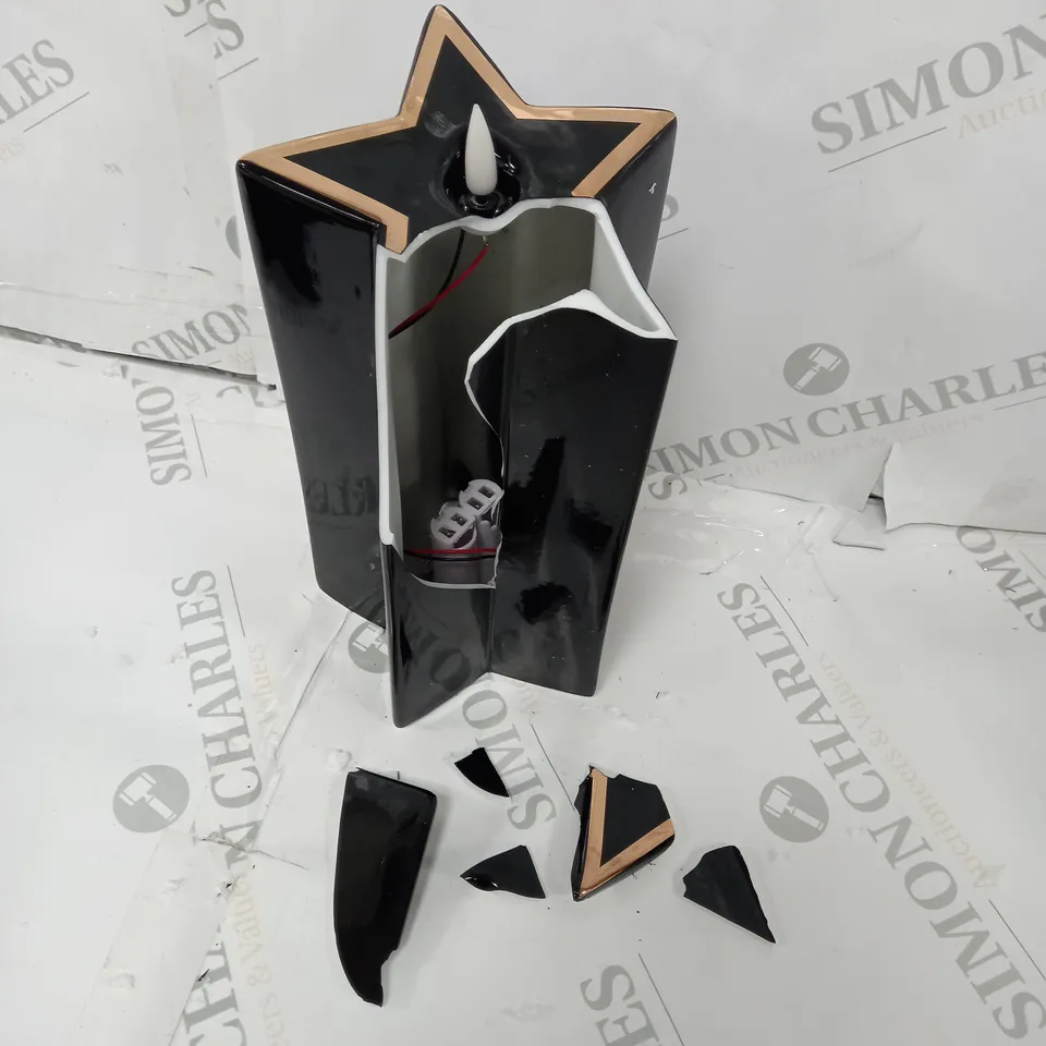 HOME REFLECTIONS PORCELAIN STAR PRE-LIT CANDLES SET OF 3 - BLACK