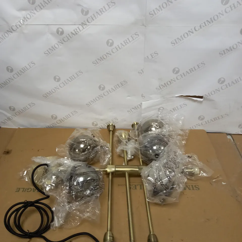 HUXLEY CEILING PENDANT BRUSHED BRASS FINISH SMOKED GLASS SHADES