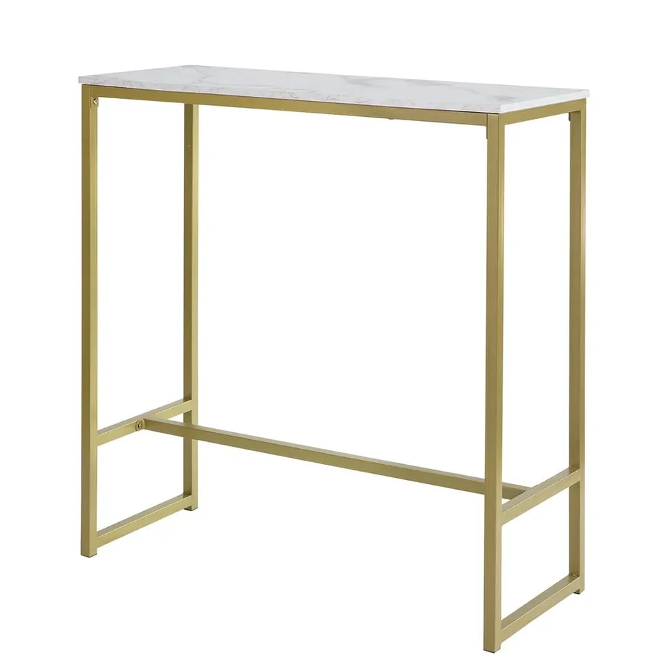 BOXED SOBUY FSB34-G, KITCHEN BREAKFAST BAR TABLE DINING TABLE COFFEE BAR WITH METAL FRAME, GOLD (1 BOX)
