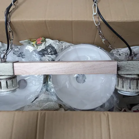 BOXED LAUREL FOUNDRY ABRAM 2 LIGHT COPPER KITCHEN CEILING ISLAND PENDANT - 68CM H - 60CM W - 21CM D