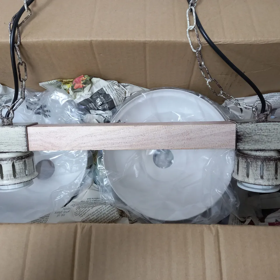 BOXED LAUREL FOUNDRY ABRAM 2 LIGHT COPPER KITCHEN CEILING ISLAND PENDANT - 68CM H - 60CM W - 21CM D