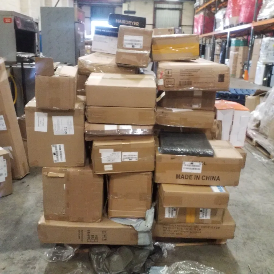 PALLET OF ELECTRICAL ITEMS AND HOUSEHOLD GOODS TO INCLUDE;LEAF BLOWER,WAXING AND POLISHING MACHINE,HAIR DRYER