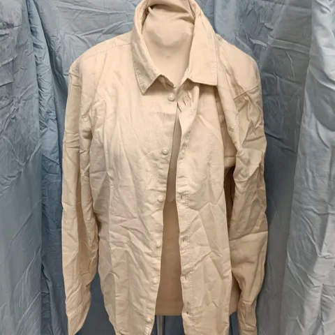SOLID BEIGE LONG-SLEEVE SHIRT, SIZE M