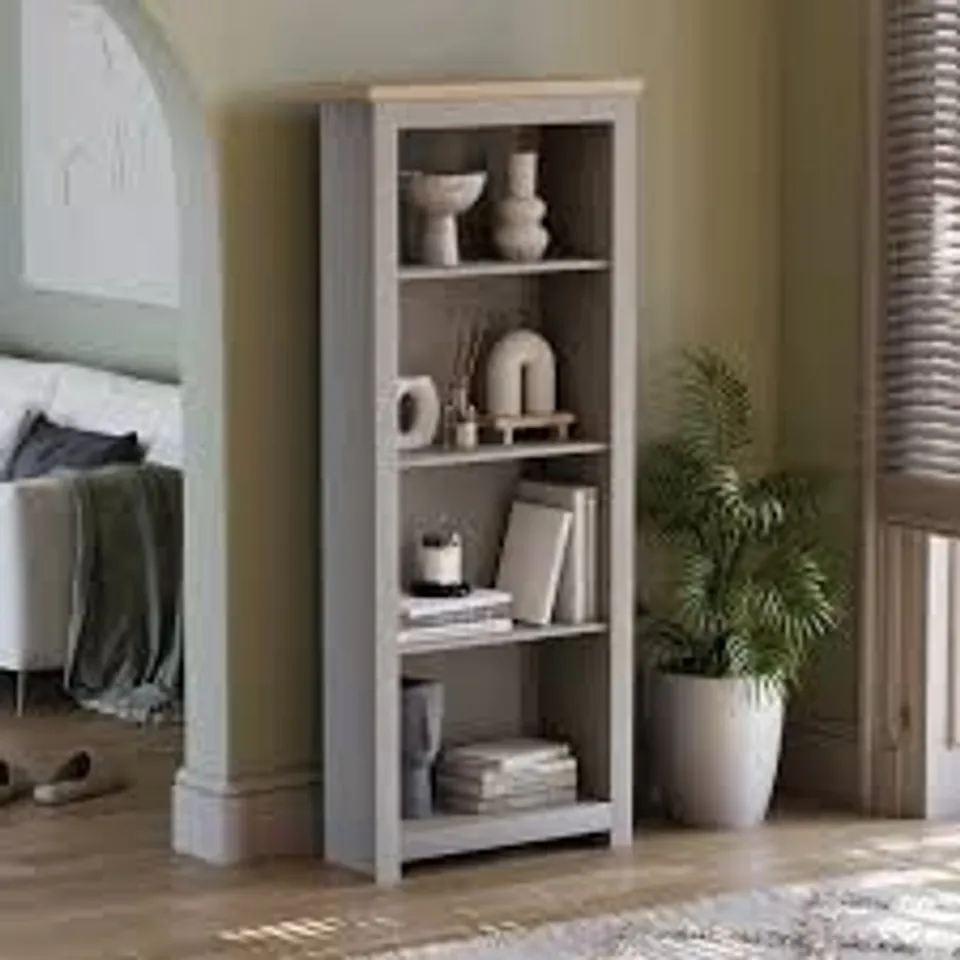 BOXED ARLINGTON 4 TIER BOOKCASE - GREY (1 BOX)